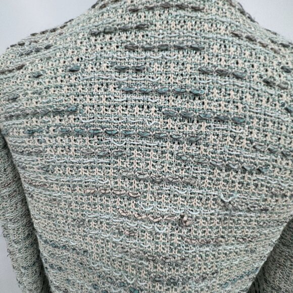 St John Evening Womens Tweed Open Front Jacket Tie Size 8‎ Light Blue Silver - Picture 6 of 8